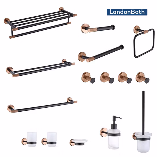 Modern 6 PCS Bath Hardware Set Modern Luxury Matte Black Hotel Bathroom Products Bath Accessories